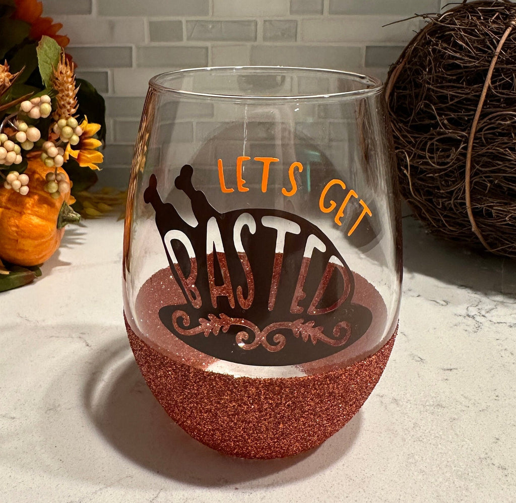 Let’s Get Basted Stemless Wine Glass