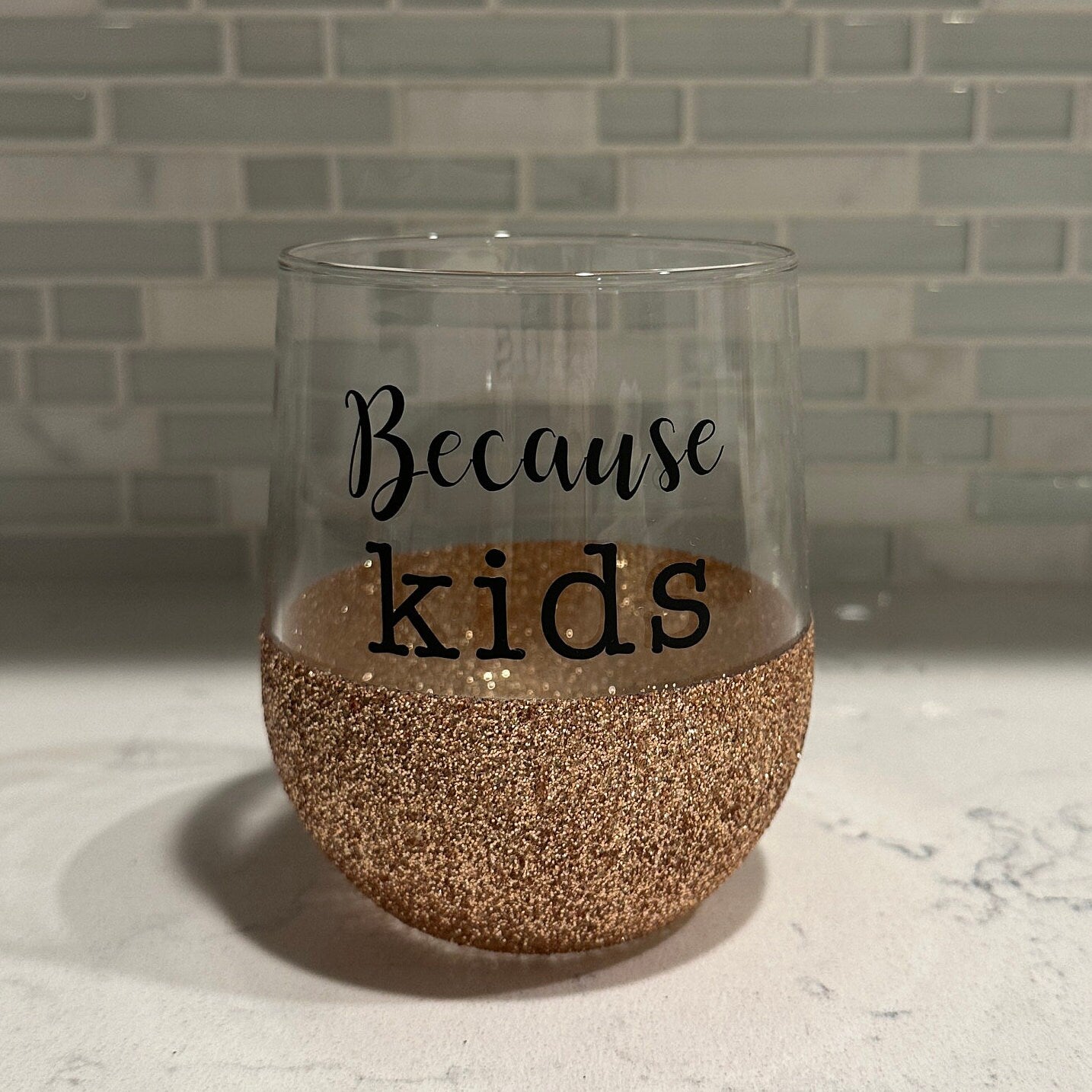 Because Kids Stemless Wine Glass