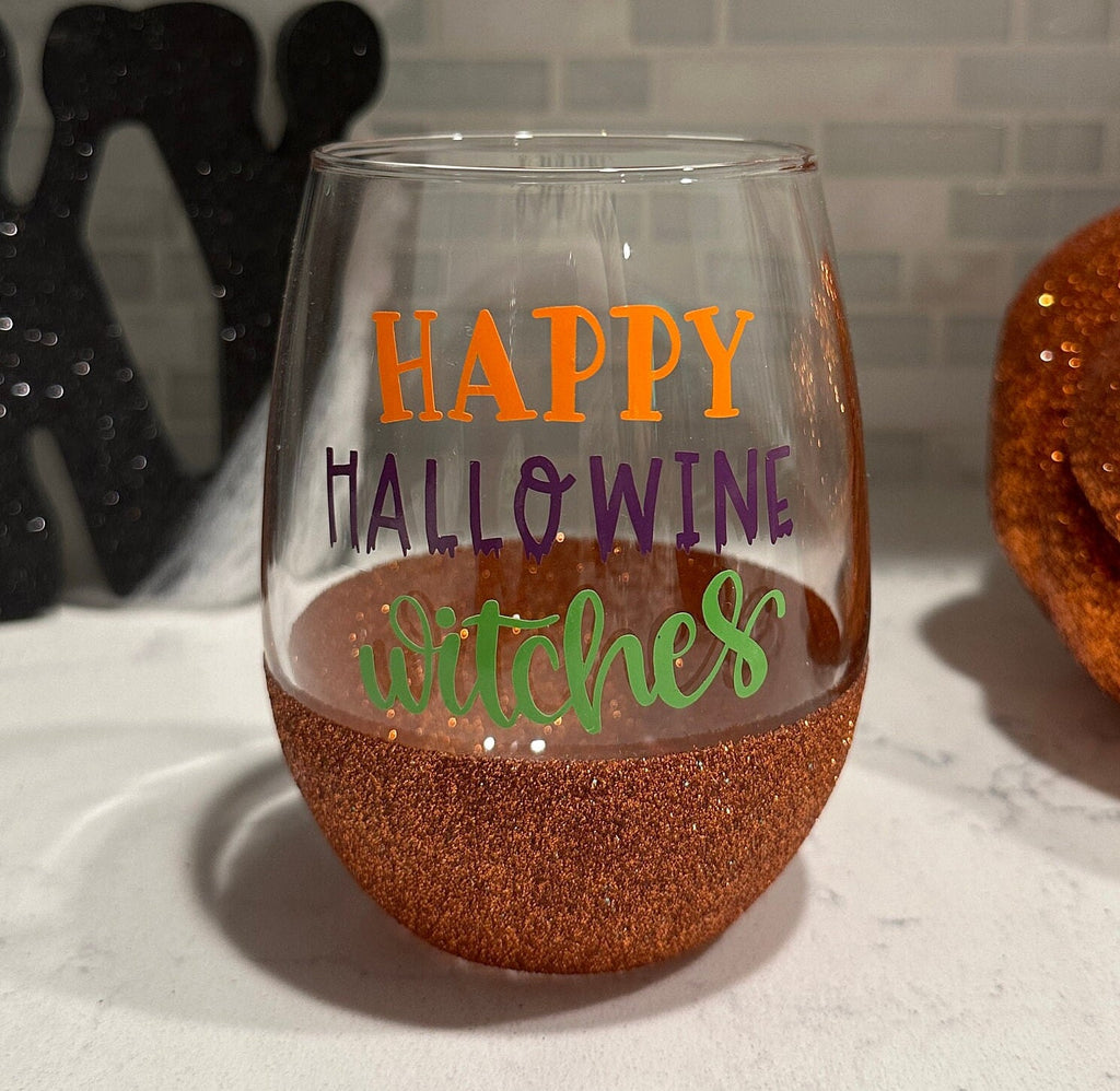 Happy Hallowine Witches Stemless Wine Glass
