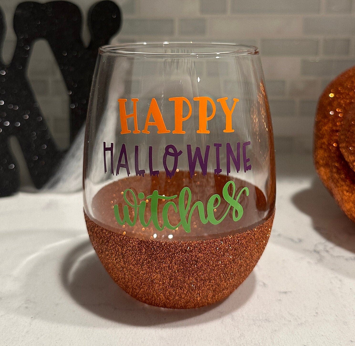 Happy Hallowine Witches Stemless Wine Glass