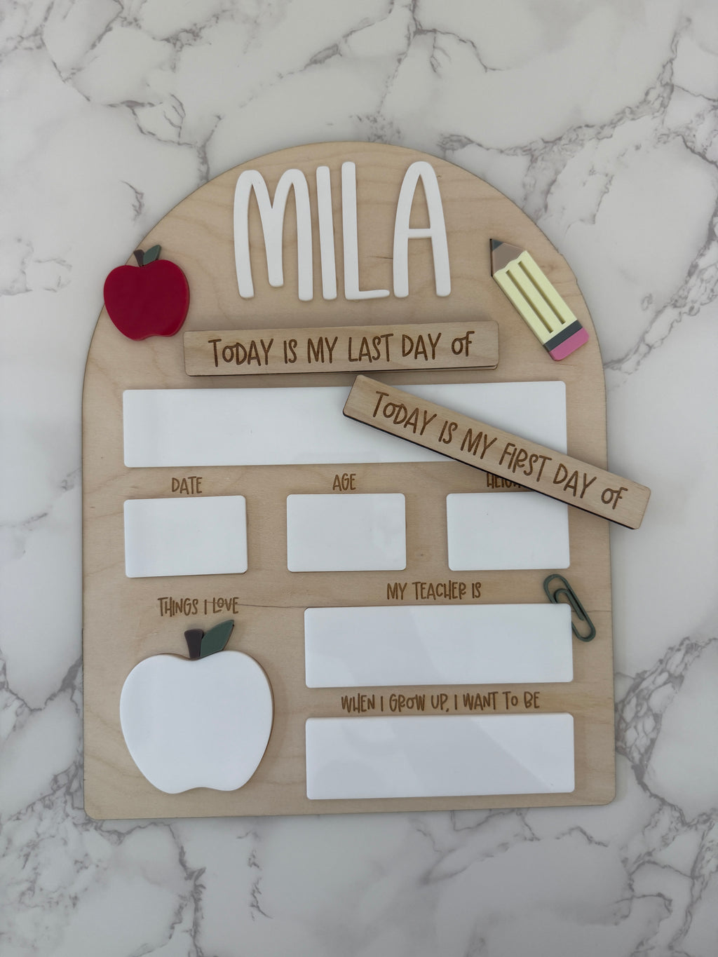 First And Last Day Wooden School Sign