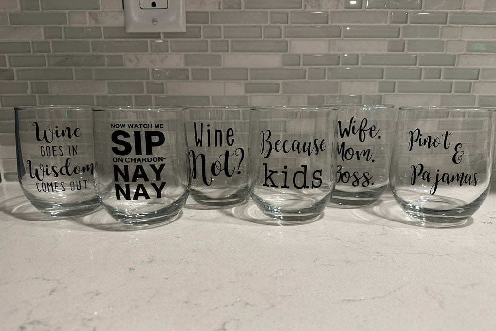 Wife. Mom. Boss. Stemless Wine Glass
