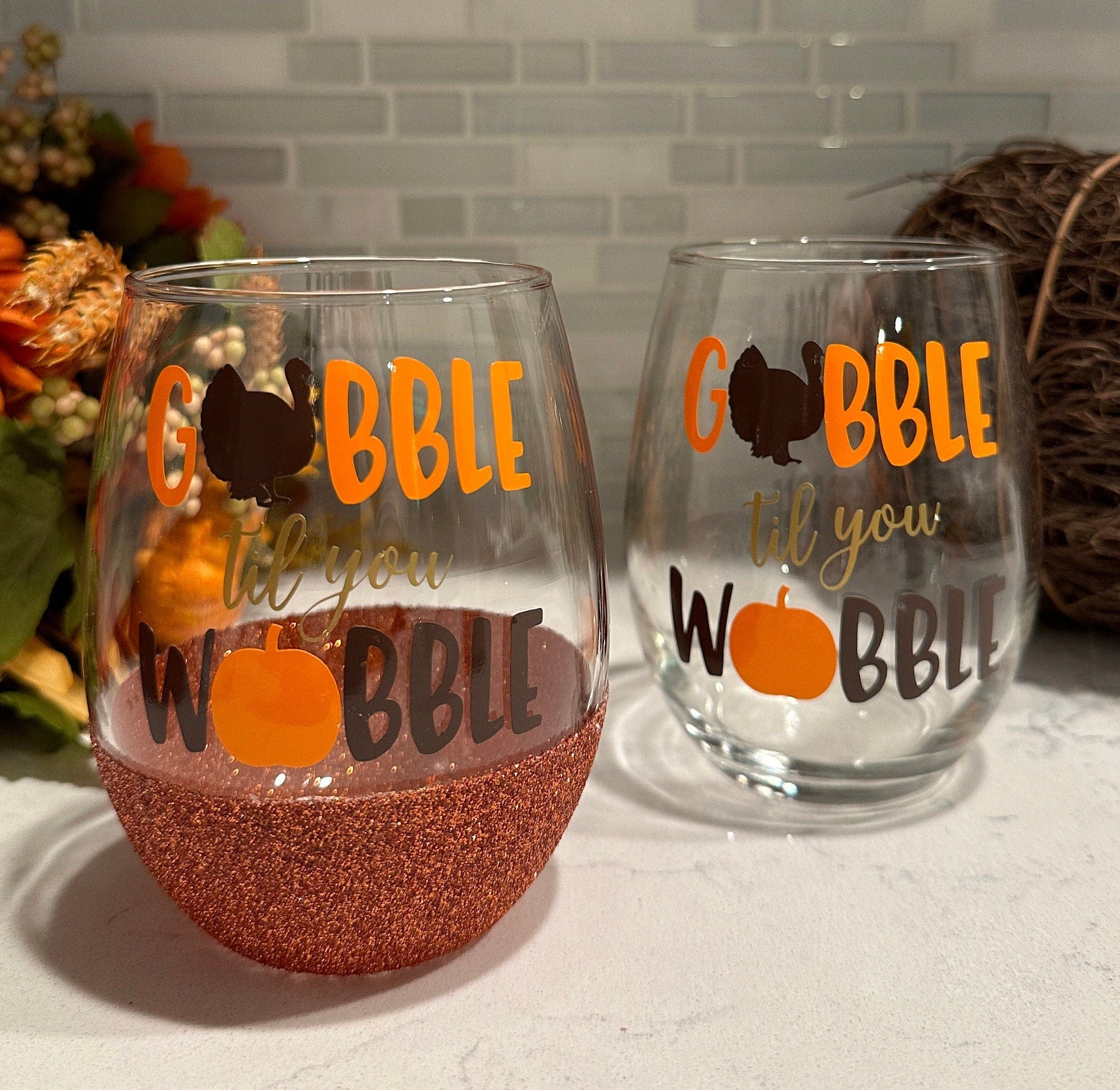 Gobble til you Wobble Stemless Wine Glass