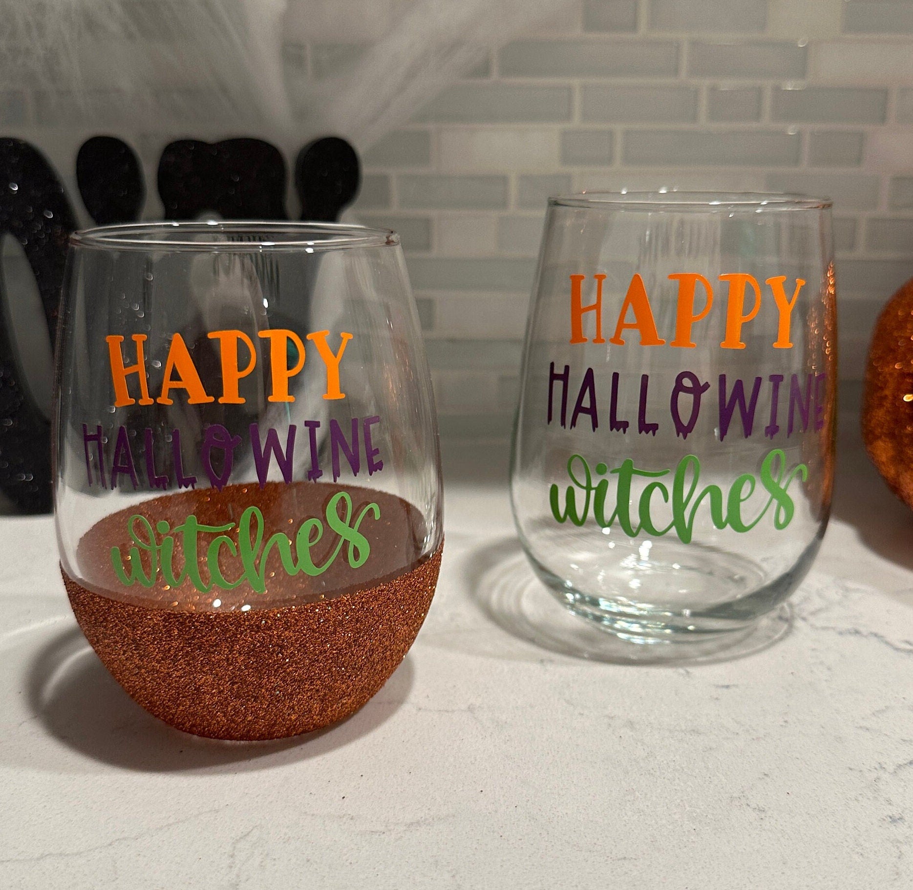 Happy Hallowine Witches Stemless Wine Glass