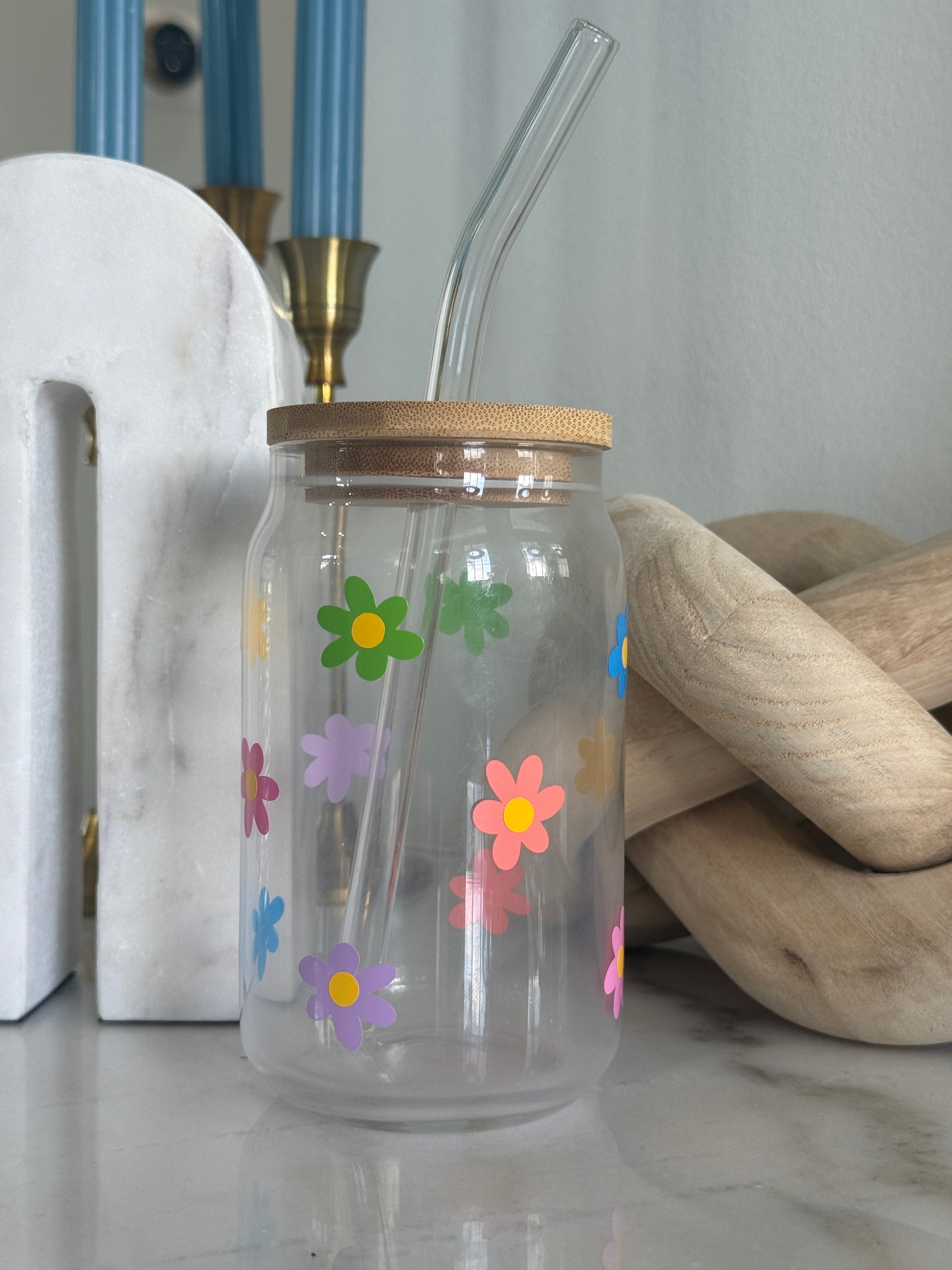 Flower Child Iced Coffee Cup w/ lid
