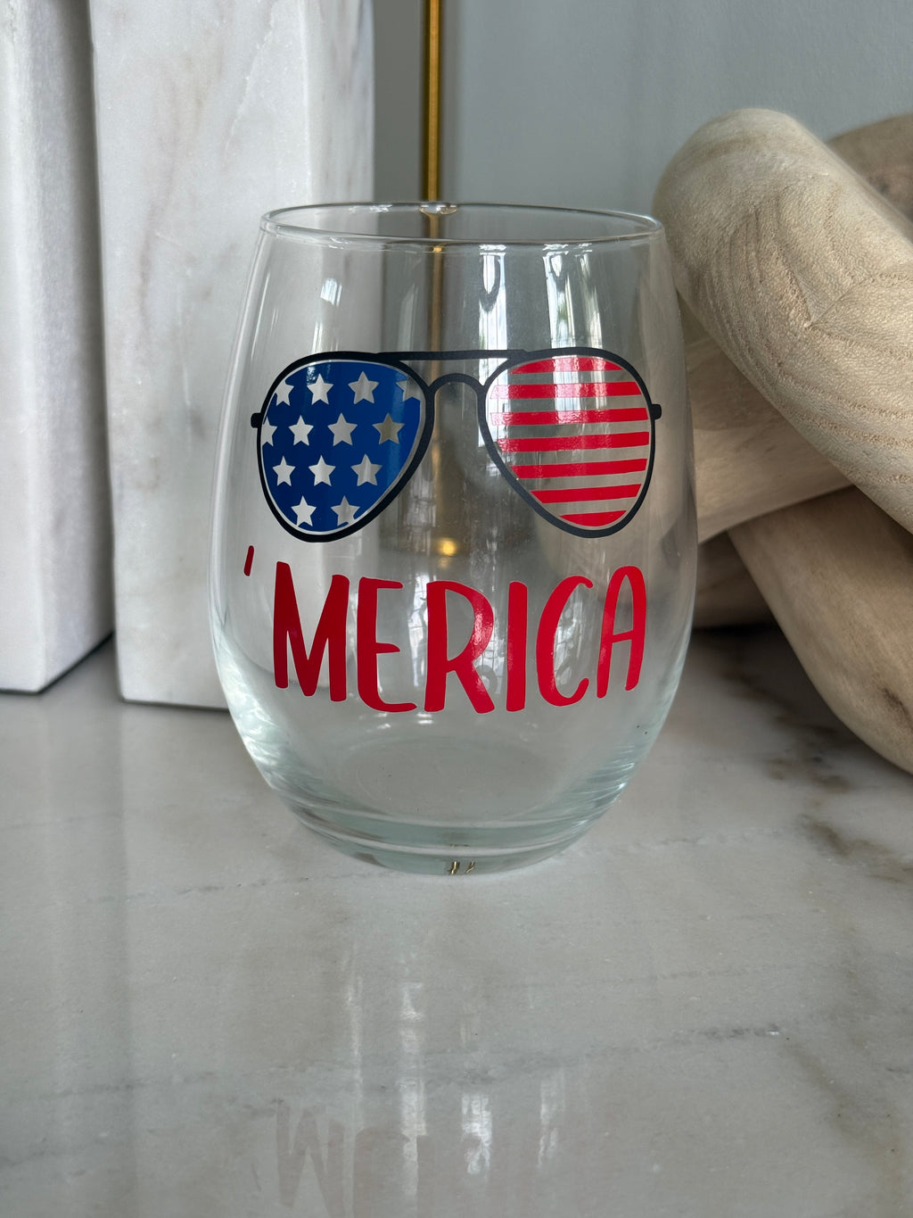 'Merica Stemless Wine Glass