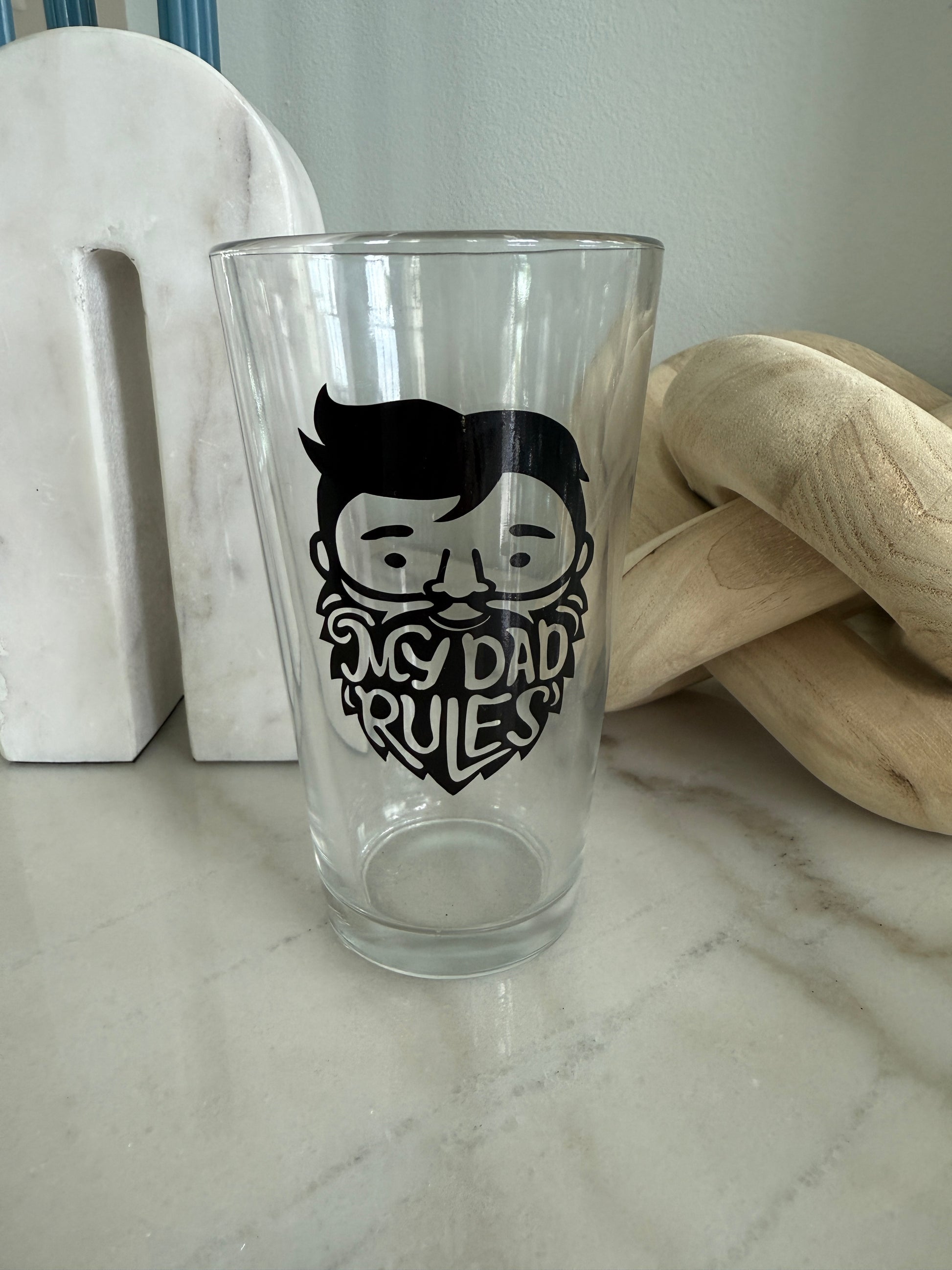 My Dad Rules Pint Glass