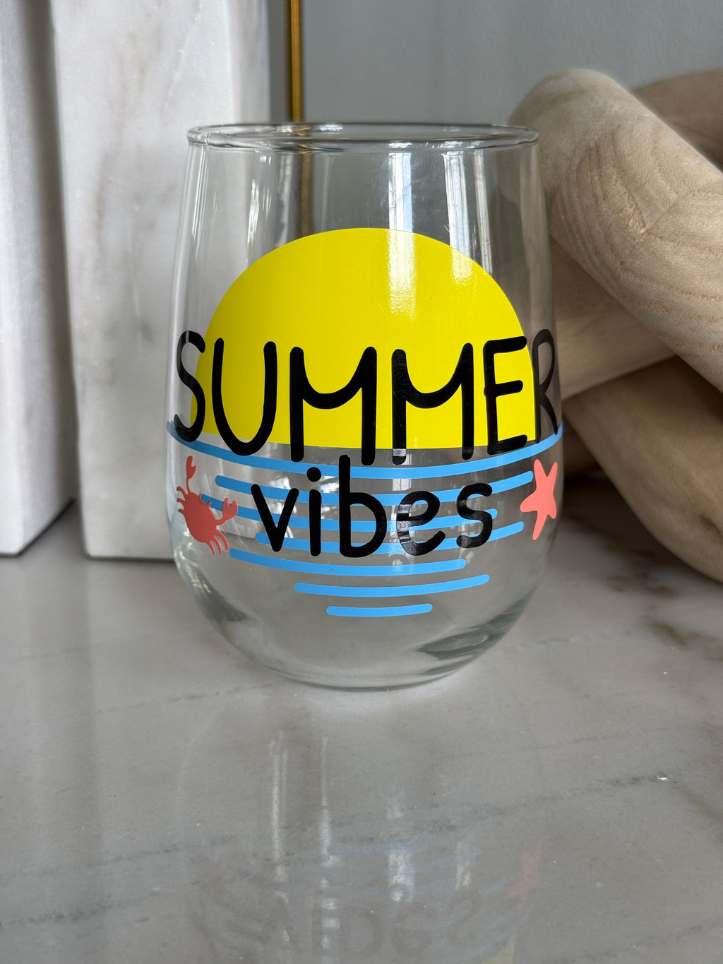 Summer Vibes Stemless Wine Glass