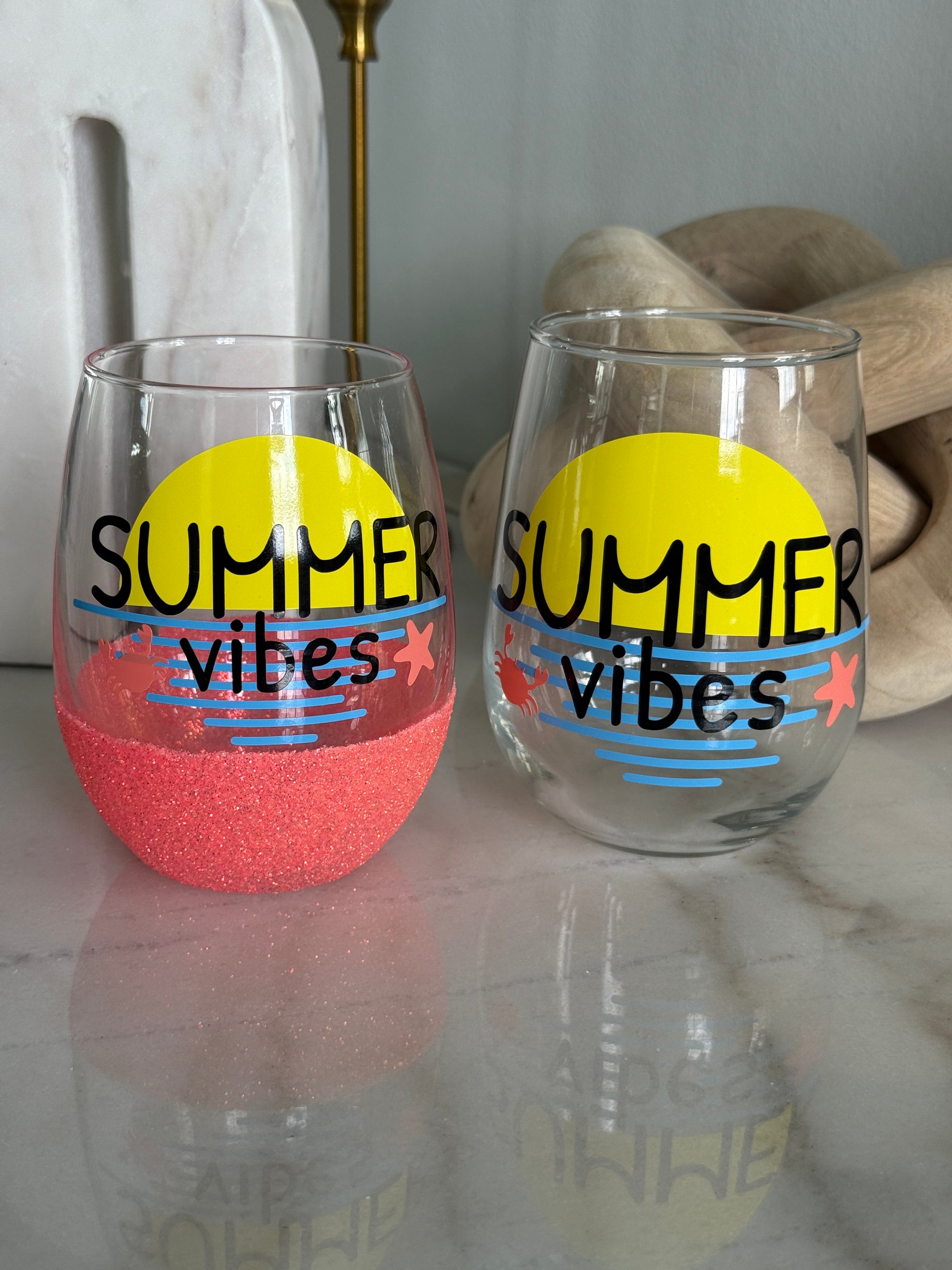 Summer Vibes Stemless Wine Glass