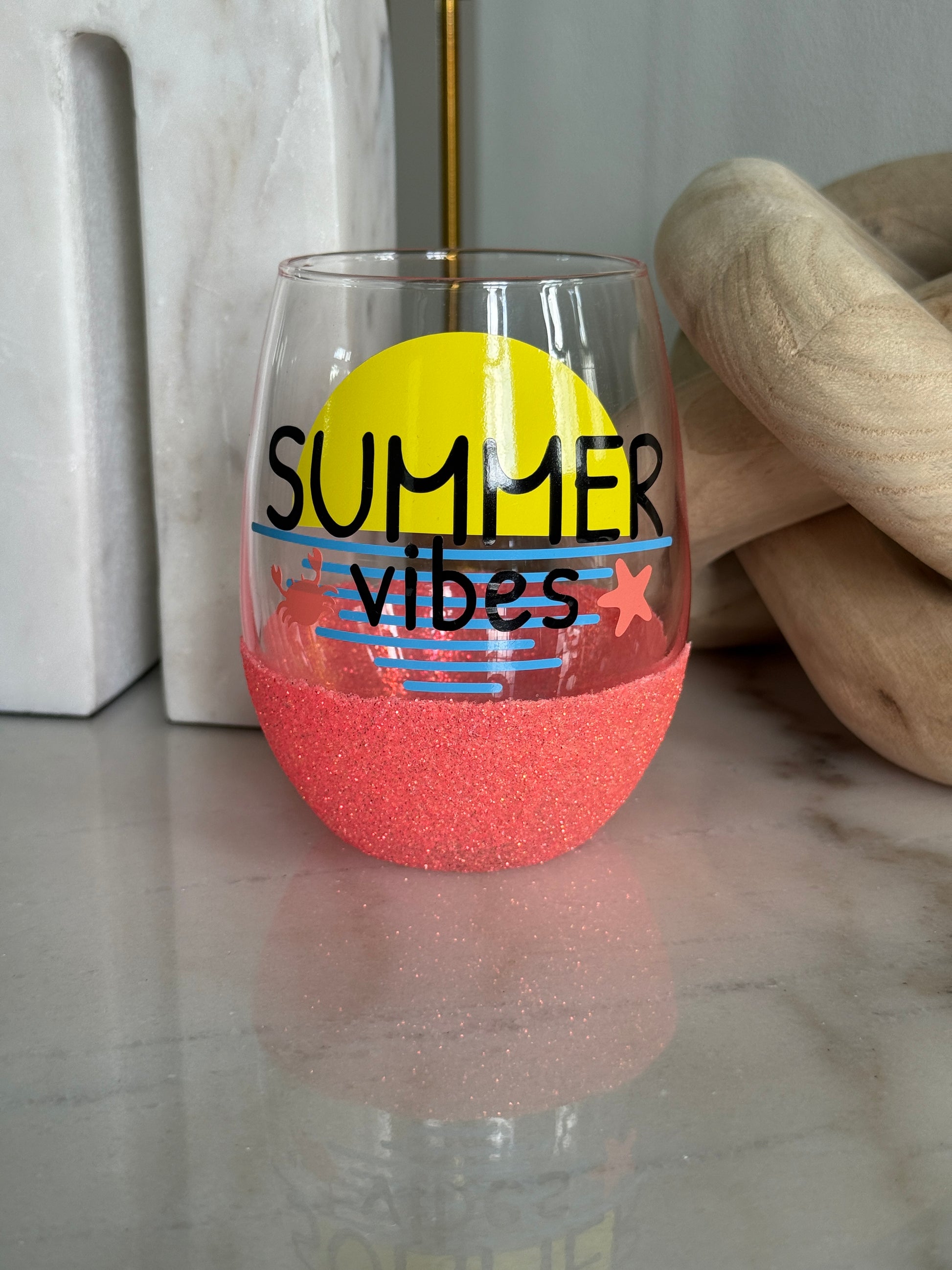 Summer Vibes Stemless Wine Glass