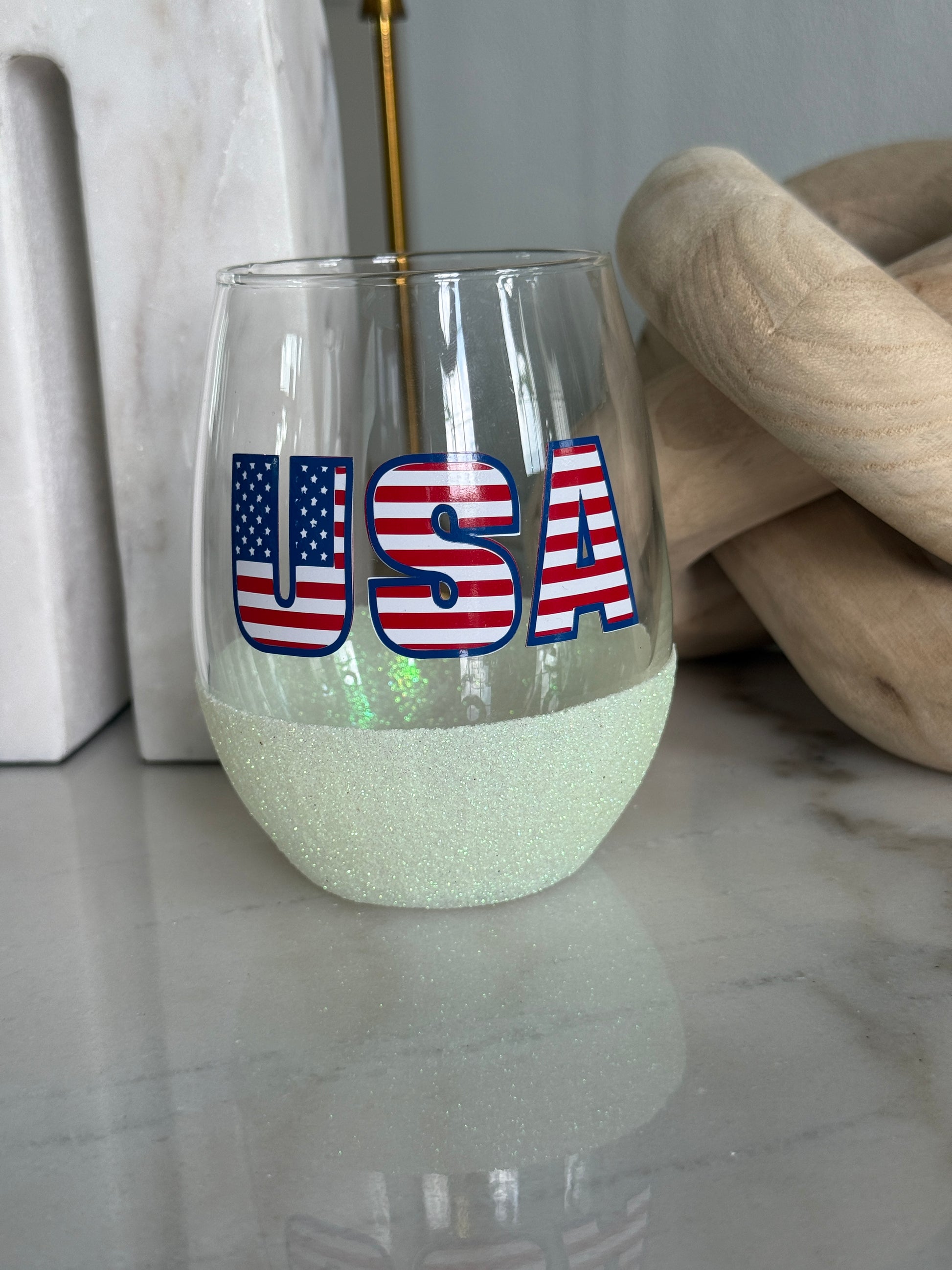 USA Stemless Wine Glass