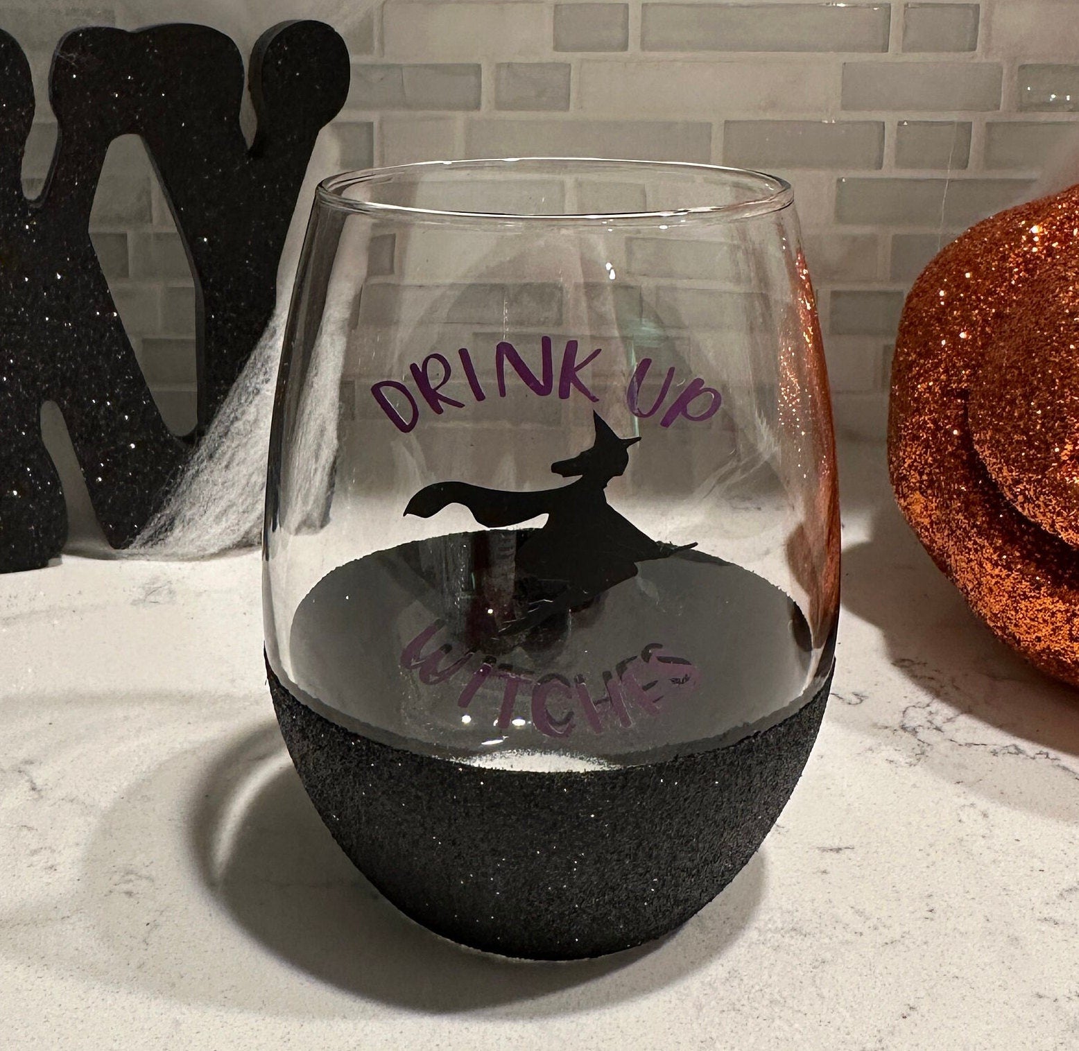 Drink Up Witches Stemless Wine Glass