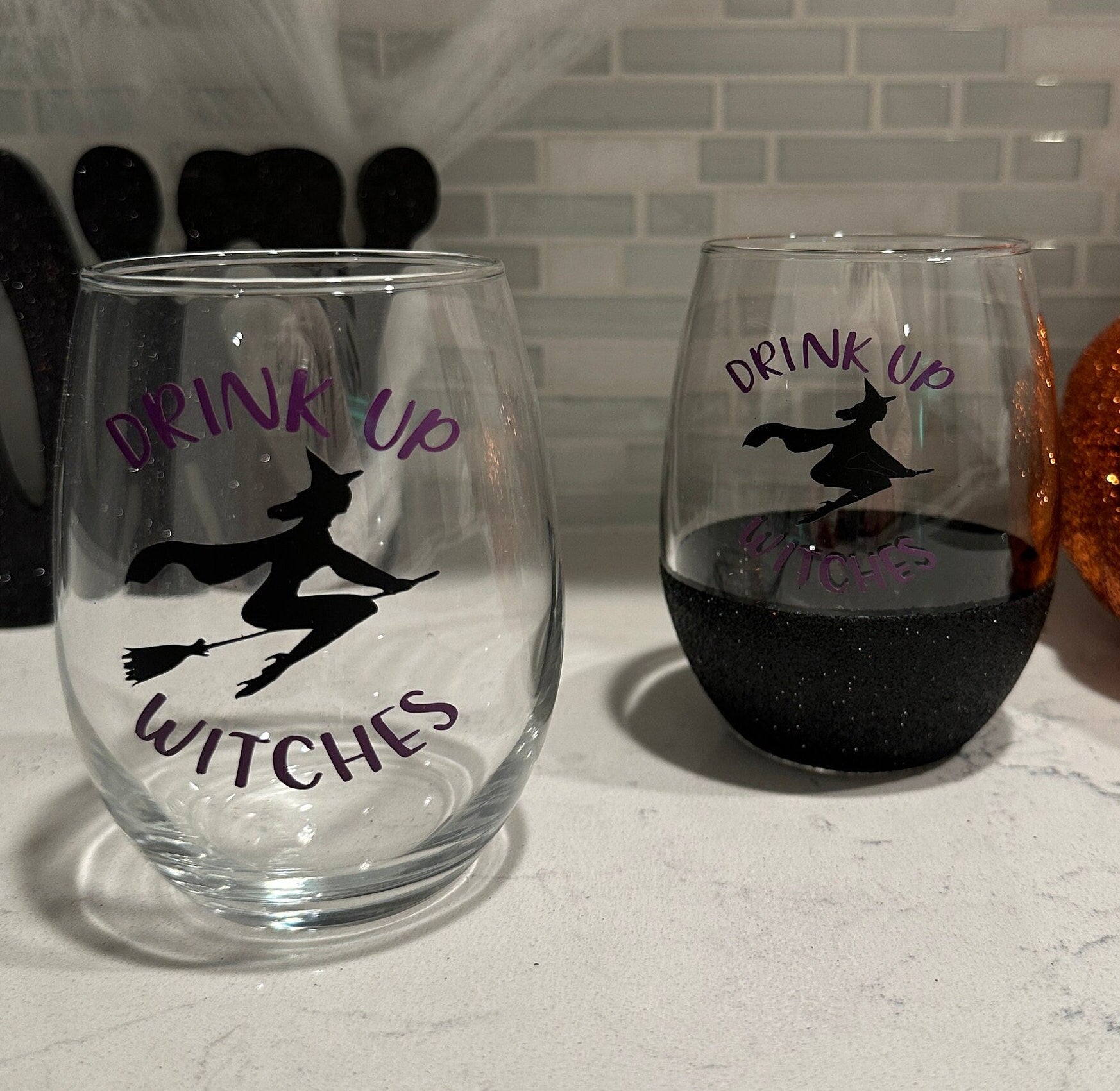Drink Up Witches Stemless Wine Glass
