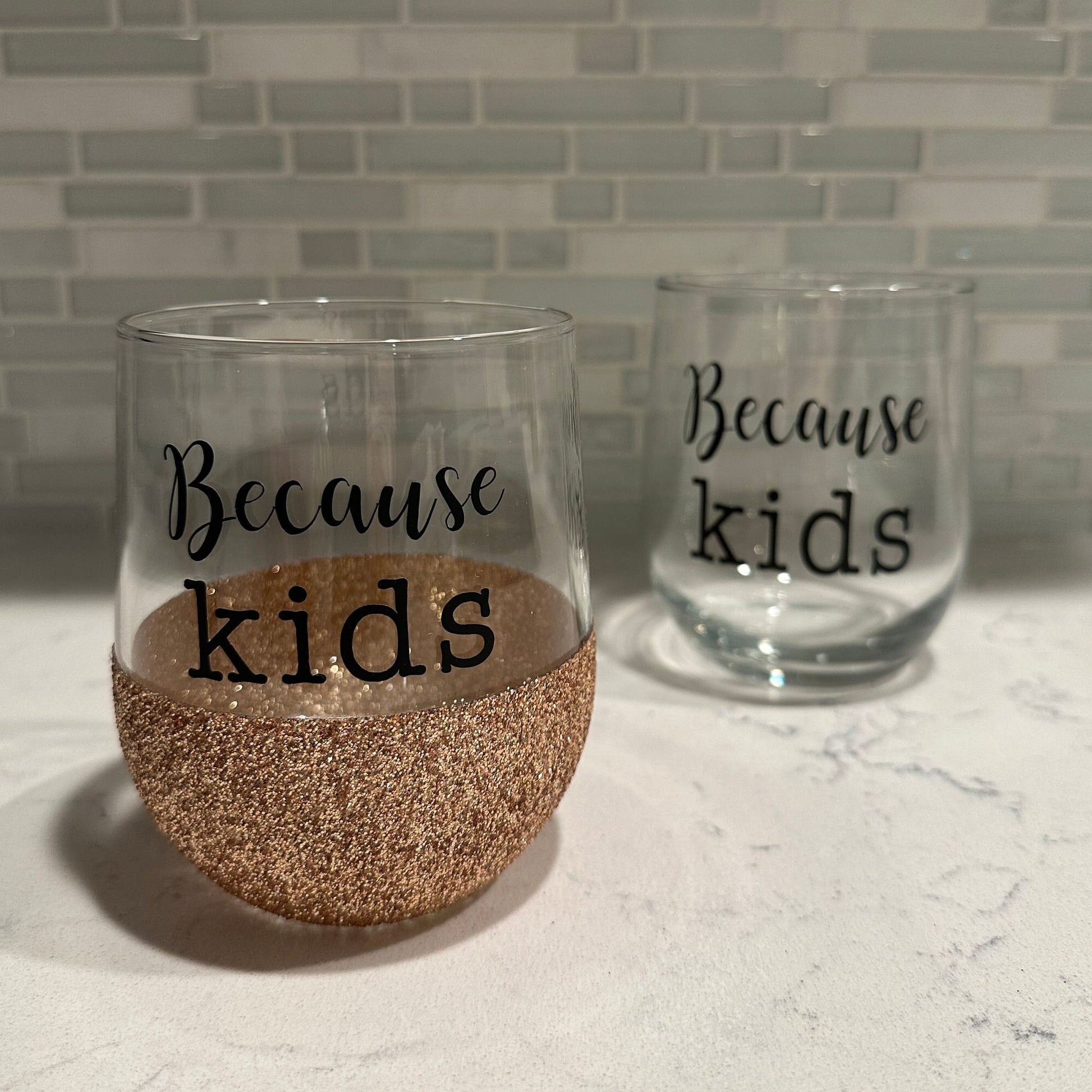 Because Kids Stemless Wine Glass