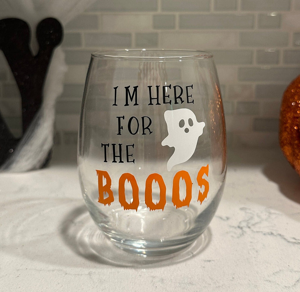I’m Here for the Booos Stemless Wine Glass
