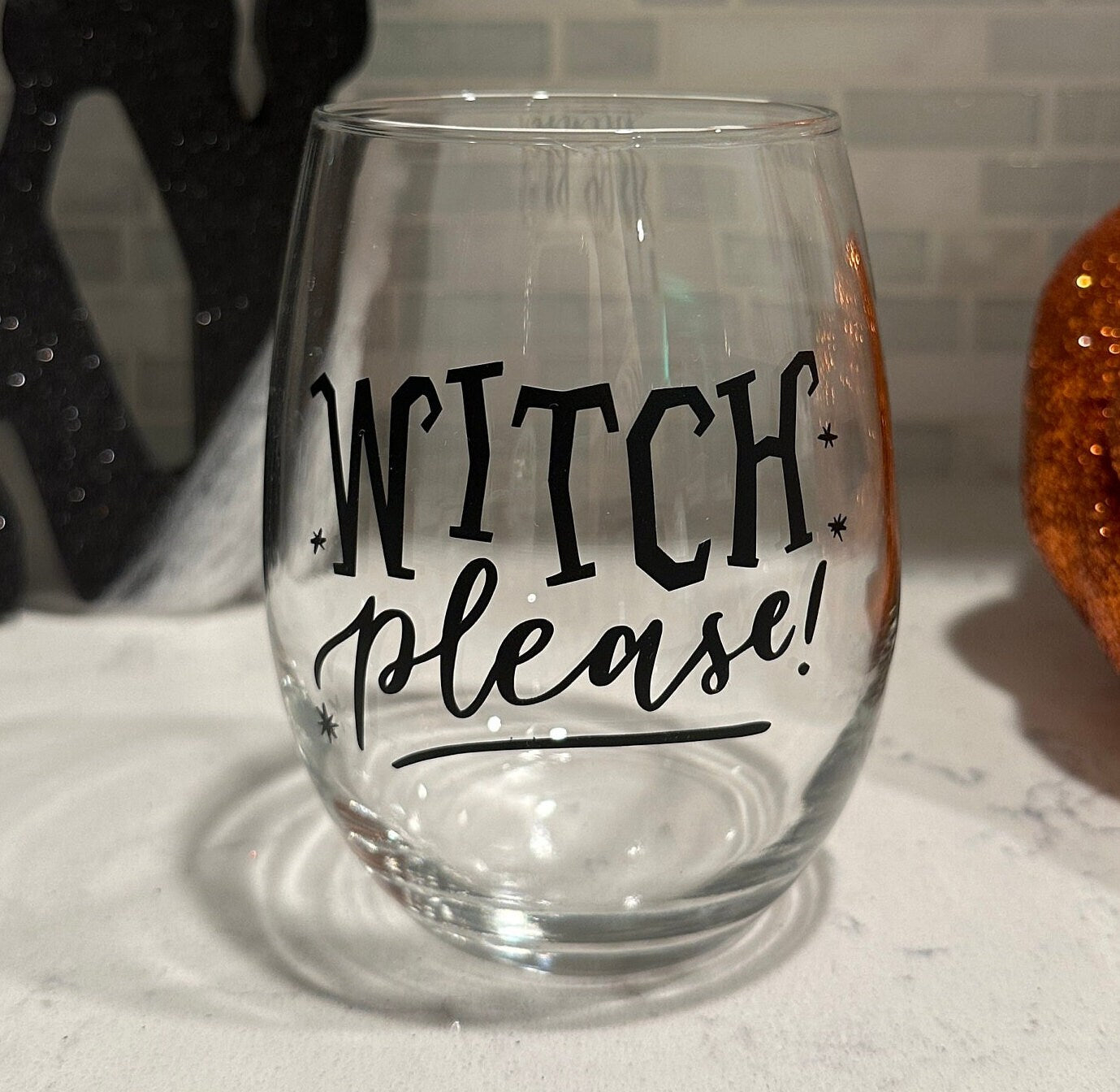Witch Please Stemless Wine Glass