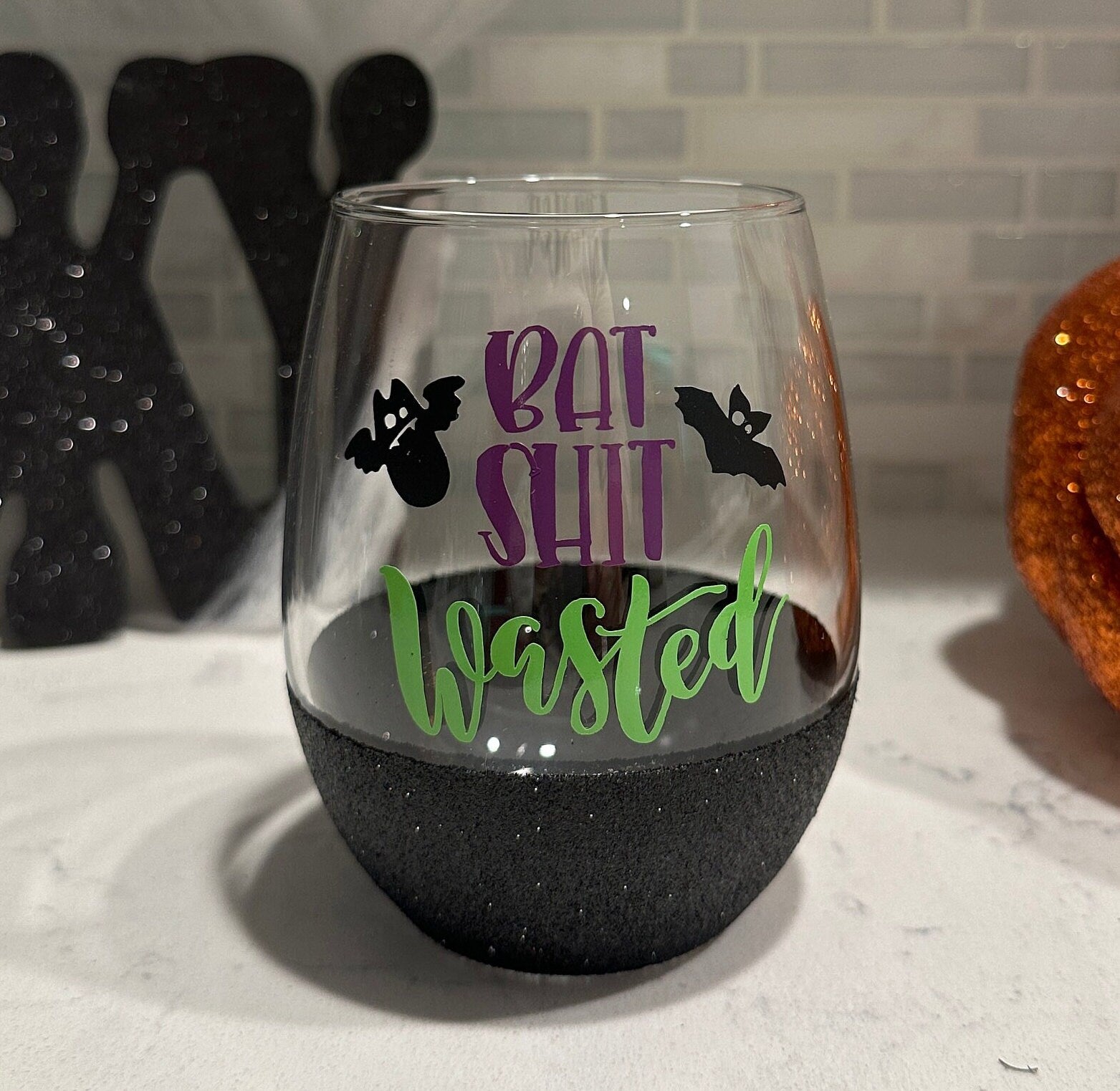 Bat Shit Wasted Stemless Wine Glass