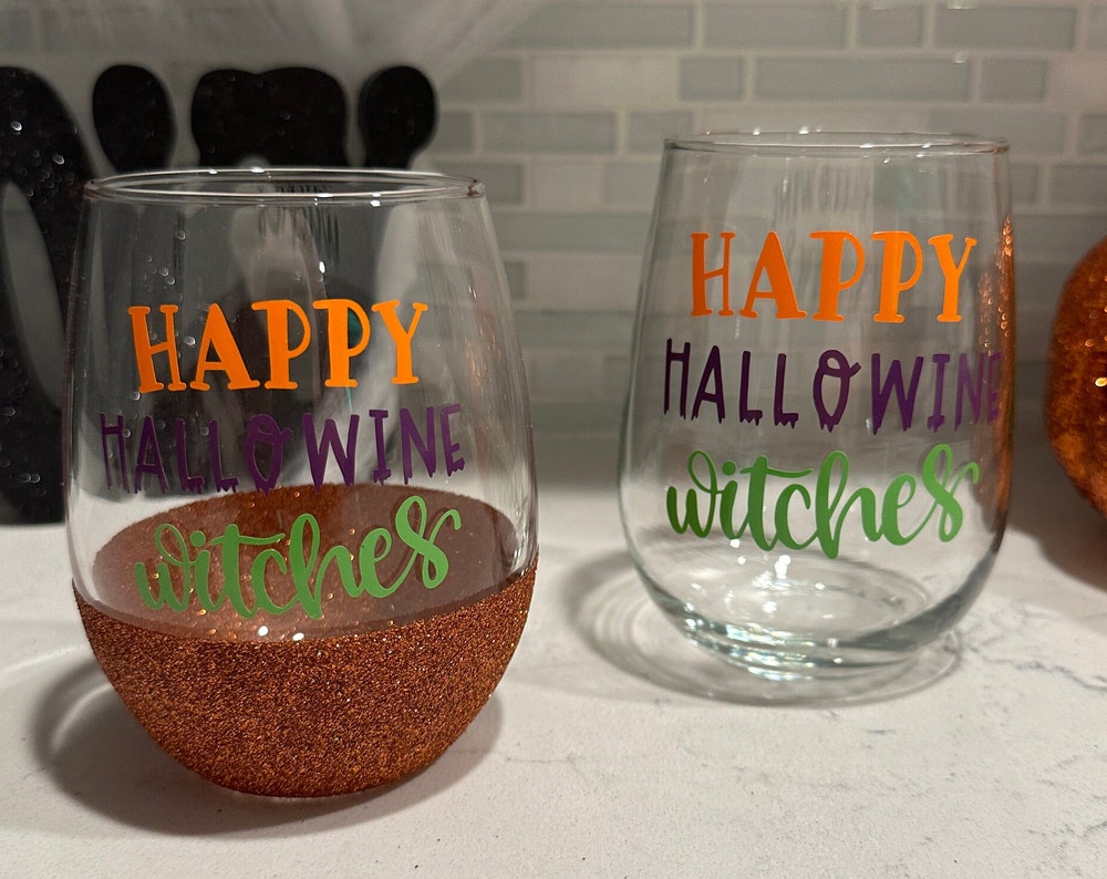 Happy Hallowine Witches Stemless Wine Glass